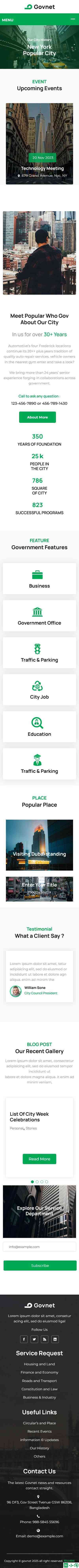 政府行政机构网站模板-手机预览